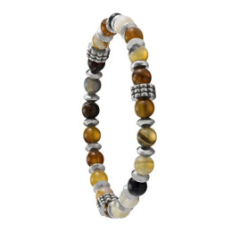 Le Bracelet Homme Jourdan Bijou, Lewis, Acier, agate à rayures de café, JH250001B