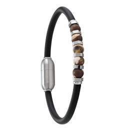 Le Bracelet Homme Jourdan Bijou, Daryl, Acier, caoutchouc et agate brune, JH150153B