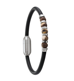 Le Bracelet Homme Jourdan Bijou, Daryl, Acier, caoutchouc et agate brune, JH150153B