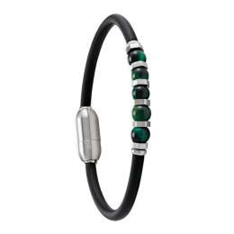 Le Bracelet Homme Jourdan Bijou, Daryl, Acier, caoutchouc et oeil de tigre, JH150152B