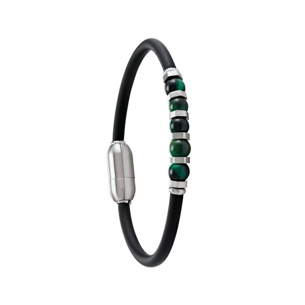Le Bracelet Homme Jourdan Bijou, Daryl, Acier, caoutchouc et oeil de tigre, JH150152B