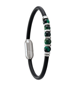 Le Bracelet Homme Jourdan Bijou, Daryl, Acier, caoutchouc et oeil de tigre, JH150152B