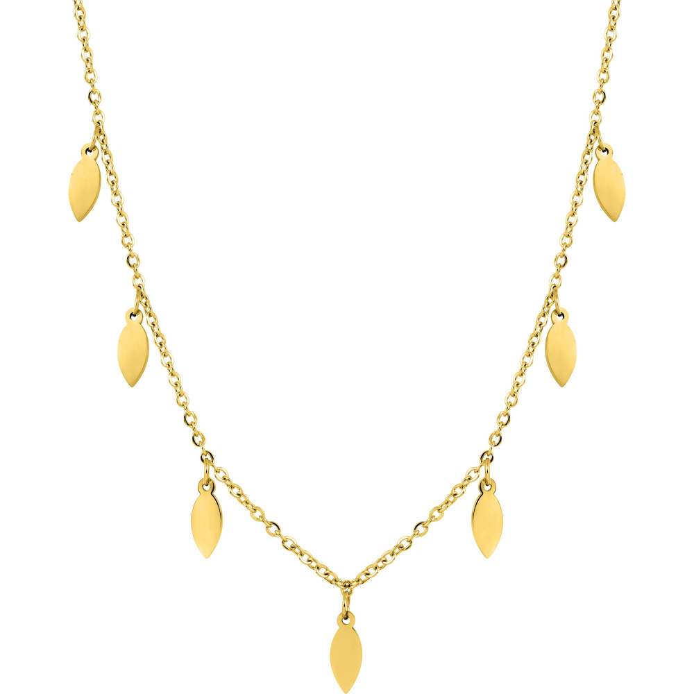 Le Collier femme acier doré jaune, chaîne forçat, avec pampilles, by Stauffer