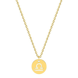 Le Collier femme acier doré jaune, chaîne forçat, signe du zodiaque Balance, by Stauffer