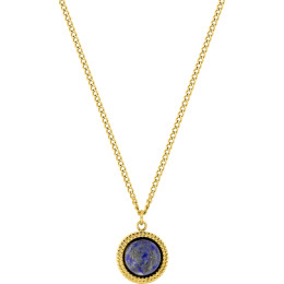 Le Collier femme acier doré jaune, chaîne forçat, lapis lazuli bleu, by Stauffer