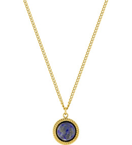Le Collier femme acier doré jaune, chaîne forçat, lapis lazuli bleu, by Stauffer