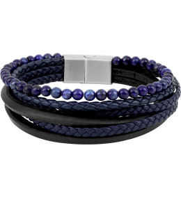 Le Bracelet homme acier 316L, matière synthétique bleue, agate bleue, by Stauffer.