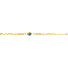 Le Bracelet femme acier doré jaune, chaîne forçat, turquoise, by Stauffer.
