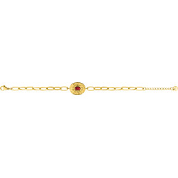 Le Bracelet femme acier doré jaune, chaîne forçat, turquoise rouge, by Stauffer.