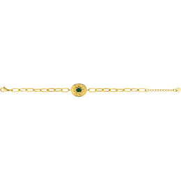 Le Bracelet femme acier doré jaune, chaîne forçat, malachite, by Stauffer.