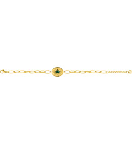 Le Bracelet femme acier doré jaune, chaîne forçat, malachite, by Stauffer.