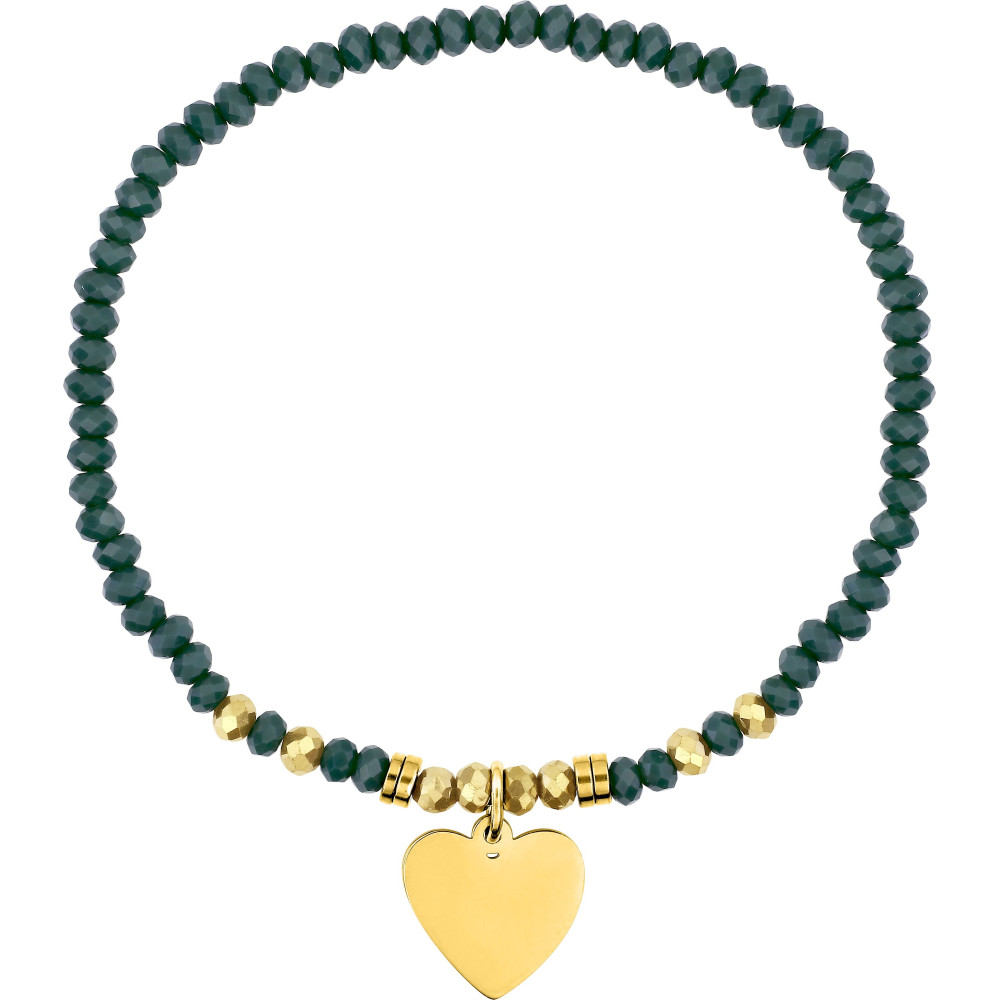 Le Bracelet femme acier doré jaune, avec pampilles et turquoises, by Stauffer.