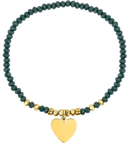 Le Bracelet femme acier doré jaune, avec pampilles et turquoises, by Stauffer.