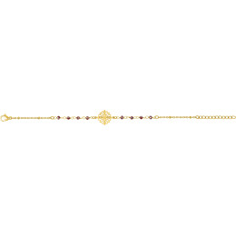 Le Bracelet femme acier doré jaune, chaîne forçat, cristaux rouges by Stauffer.