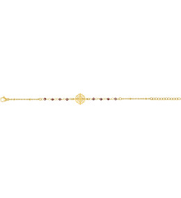 Le Bracelet femme acier doré jaune, chaîne forçat, cristaux rouges by Stauffer.