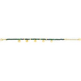 Le Bracelet femme acier doré jaune, avec pampilles et malachite, by Stauffer.