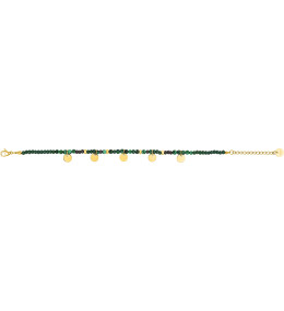 Le Bracelet femme acier doré jaune, avec pampilles et malachite, by Stauffer.