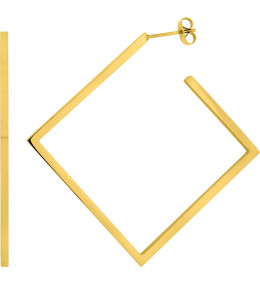 Les Boucles d'oreilles demi-créoles femme, acier doré jaune, forme carré by Stauffer