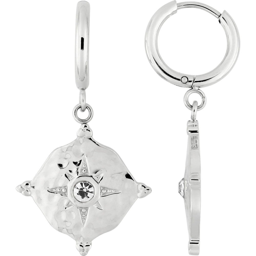 Les Boucles d'oreilles créoles femme, acier, avec motifs soleil by Stauffer