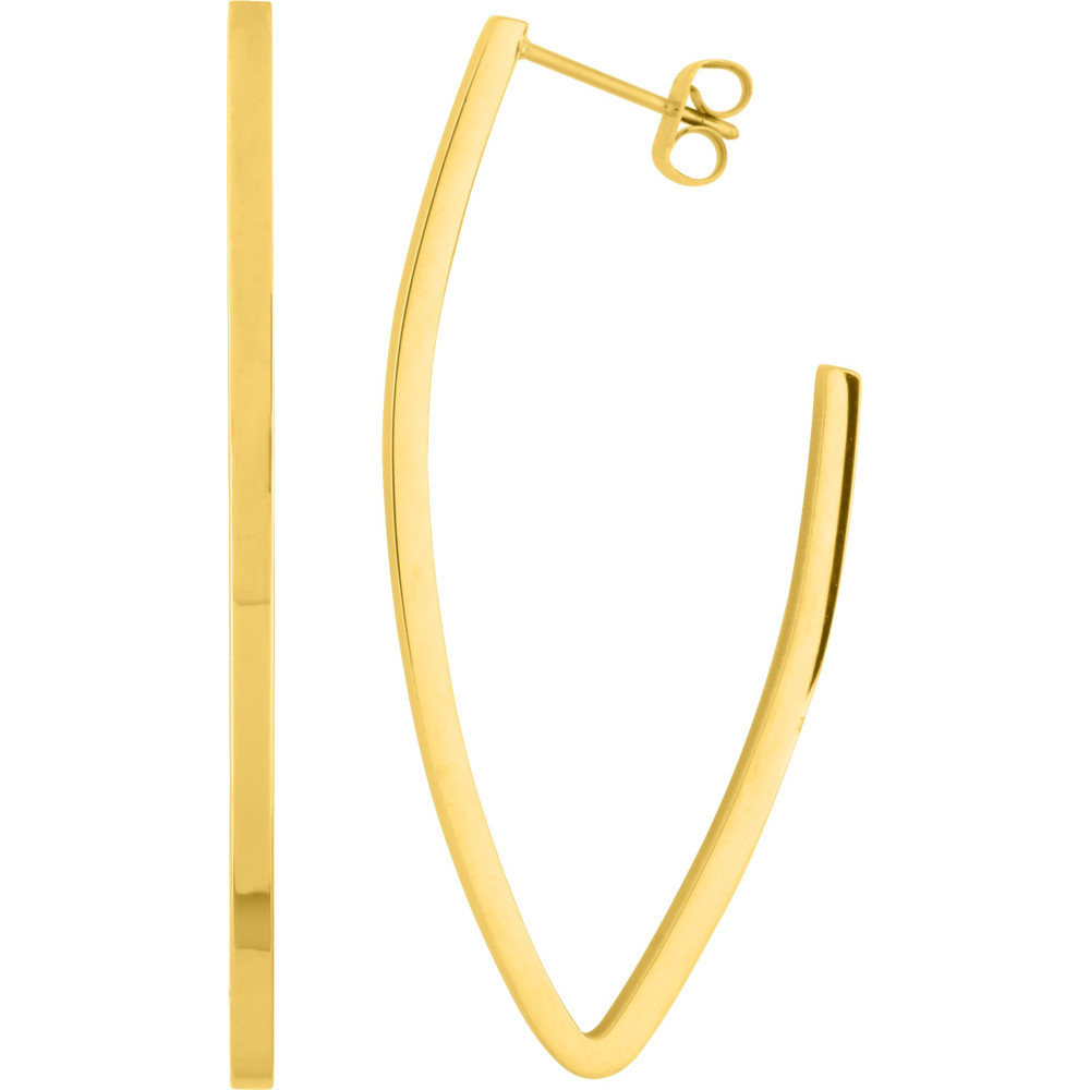 Les Boucles d'oreilles demi-créoles femme, acier doré jaune, forme ovale by Stauffer