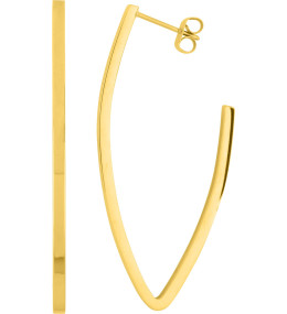 Les Boucles d'oreilles demi-créoles femme, acier doré jaune, forme ovale by Stauffer