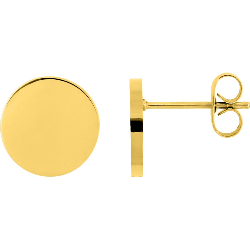 Les Boucles d'oreilles femme, acier doré jaune, forme ronde by Stauffer