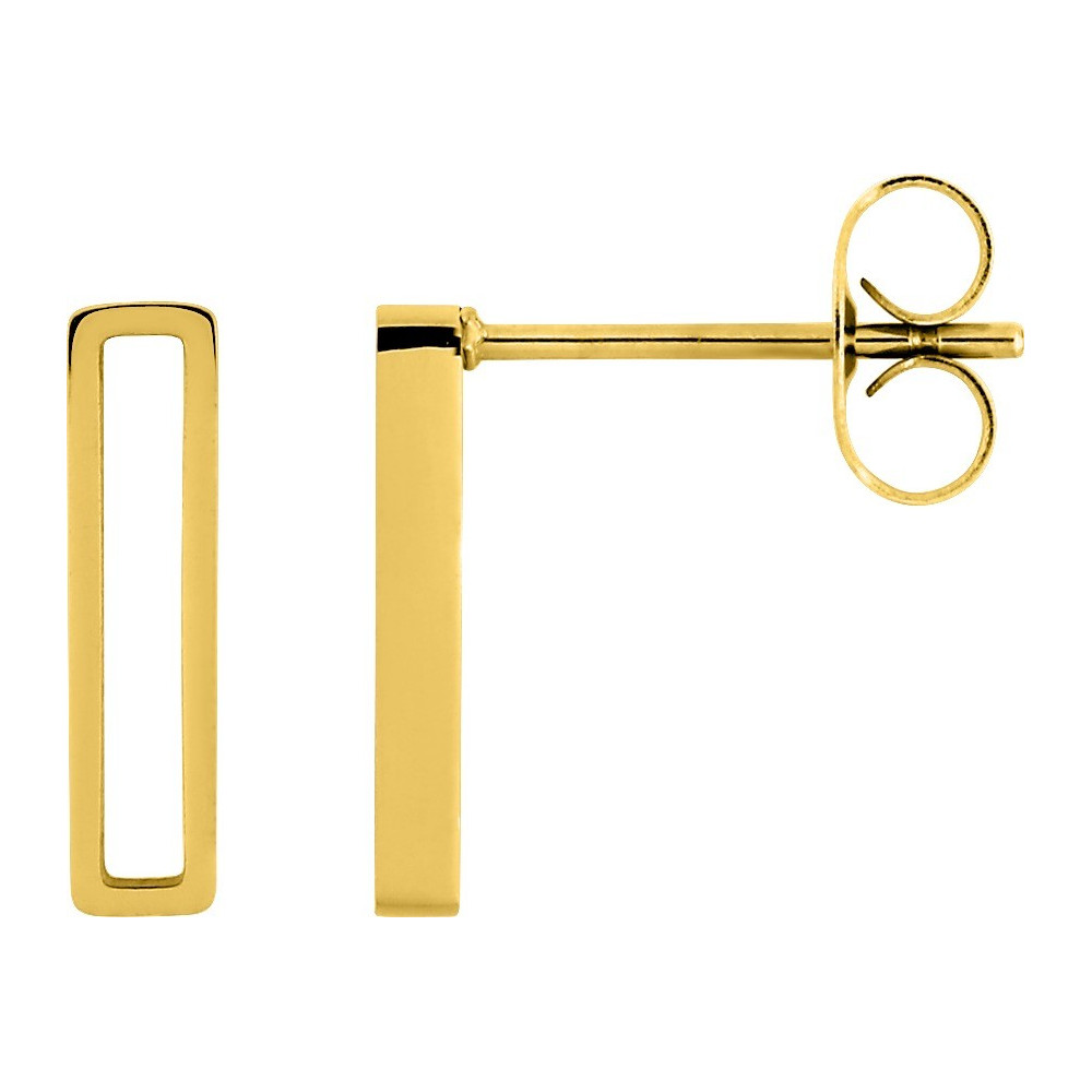 Les Boucles d'oreilles femme, acier doré jaune, forme rectangulaire by Stauffer