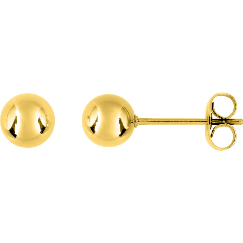 Les Boucles d'oreilles femme, acier doré jaune, forme boule de 6 mm by Stauffer