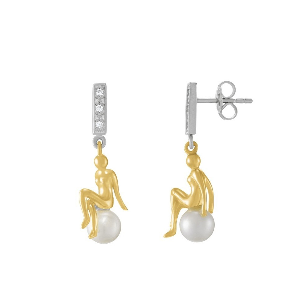Les Boucles d'oreilles Jourdan Bijoux Luna, argent 925/1000 bicolore, AJF170174E