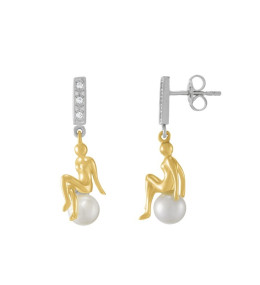 Les Boucles d'oreilles Jourdan Bijoux Luna, argent 925/1000 bicolore, AJF170174E