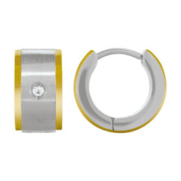 Boucles d'oreilles Jourdan Bijoux Tilos, Acier Bicolore, Oxyde De Zirconium JH140007E