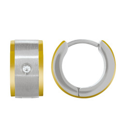 Boucles d'oreilles Jourdan Bijoux Tilos, Acier Bicolore, Oxyde De Zirconium JH140007E
