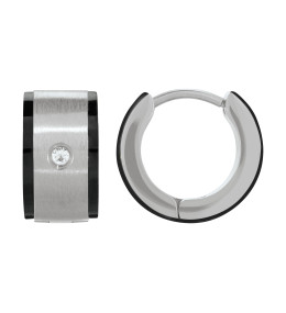 Boucles d'oreilles Jourdan Bijoux Ios, Acier Bicolore, Oxyde De Zirconium JH140006E