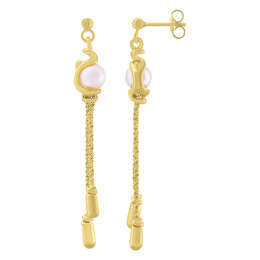 Boucles d'oreilles Jourdan Bijoux Dune, argent 925/1000 Doré et Perle Champagne AJF170139E