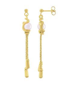 Boucles d'oreilles Jourdan Bijoux Dune, argent 925/1000 Doré et Perle Champagne AJF170139E
