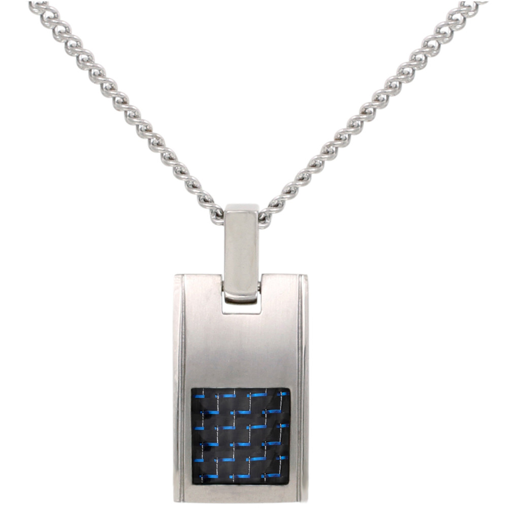 Collier acier et carbone bleu, Phebus Legend 75-0255