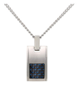 Collier acier et carbone bleu, Phebus Legend 75-0255