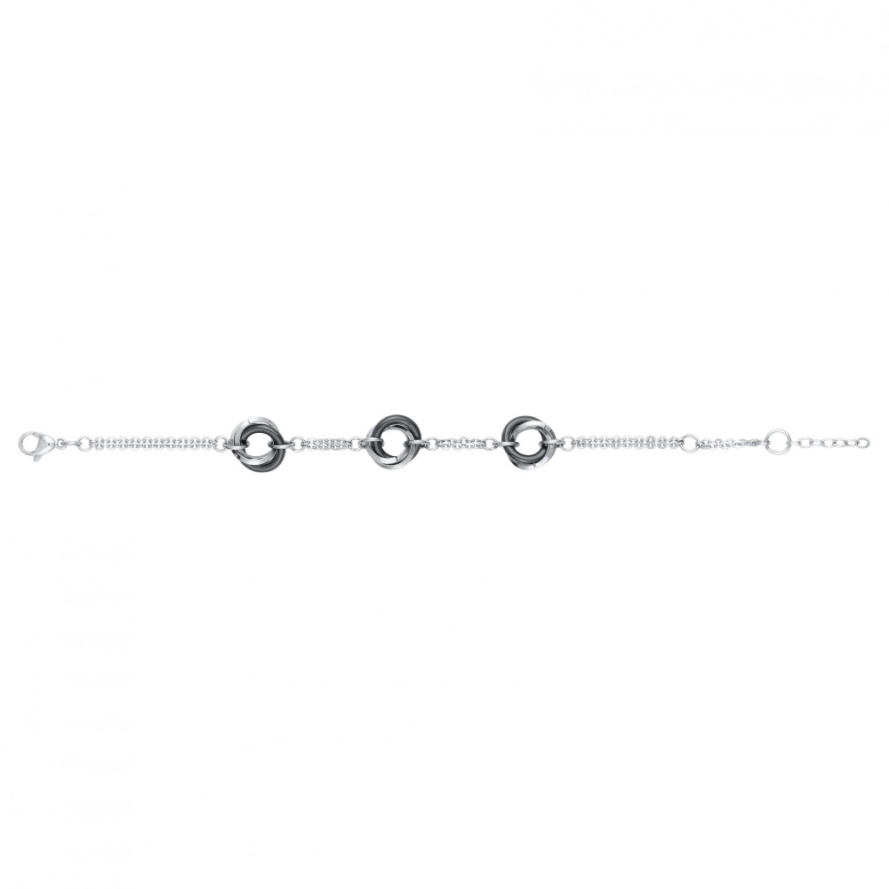 Bracelet acier et céramique noire, 3 motifs CERANITY STEEL 903-040.N