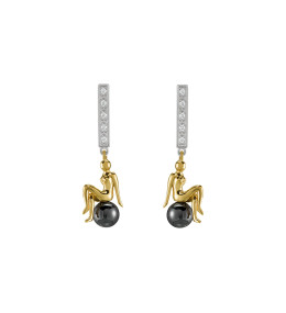 Boucles d'oreilles Jourdan Bijoux Luna, argent 925/1000 Bicolore et Hématite AJF170001E