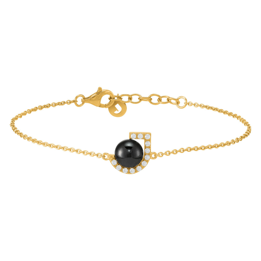 Bracelet Jourdan Bijoux Lyrae, argent 925/1000 Doré, Hématite et Oxyde De Zirconium AJF170018B