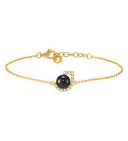 Bracelet Jourdan Bijoux Lyrae, argent 925/1000 Doré, Hématite et Oxyde De Zirconium AJF170018B