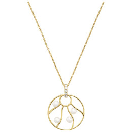Collier Jourdan Bijoux Iris, argent 925/1000 Doré et Perle Blanche AJF170064N