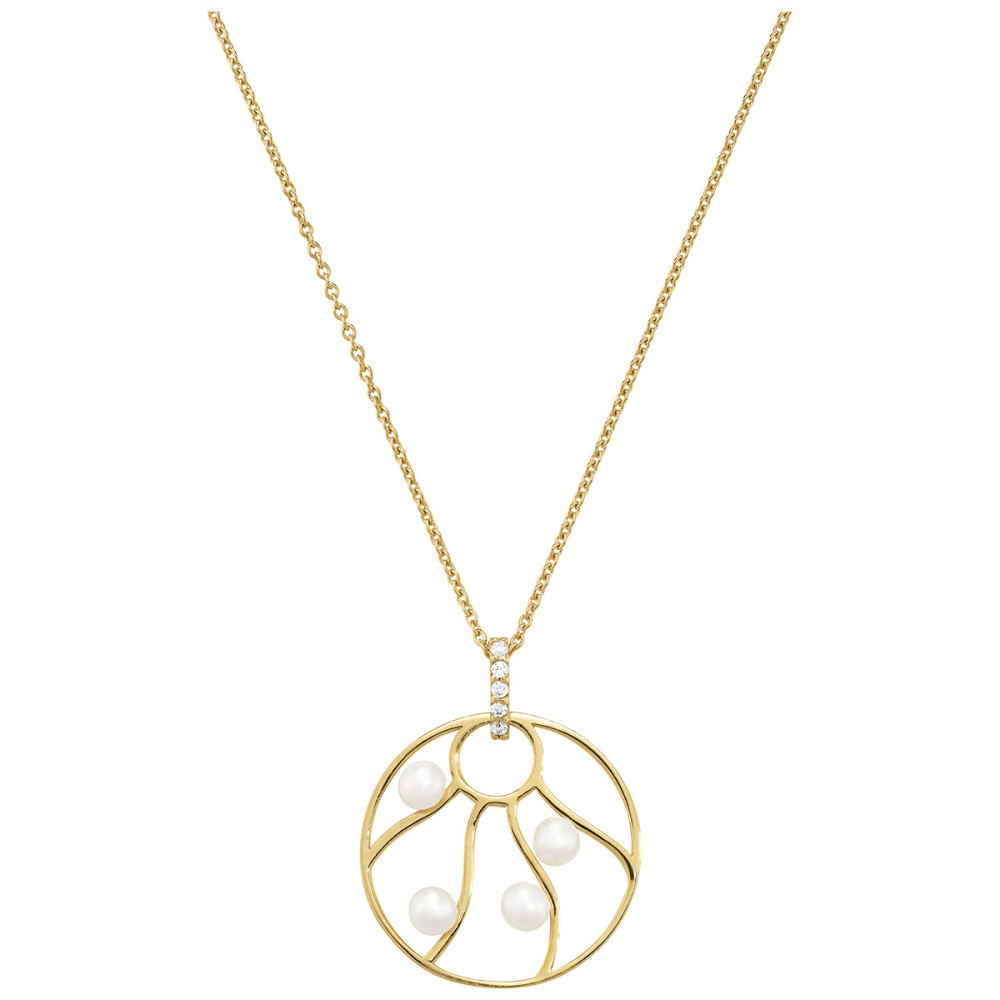 Collier Jourdan Bijoux Iris, argent 925/1000 Doré et Perle Blanche AJF170064N