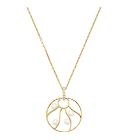 Collier Jourdan Bijoux Iris, argent 925/1000 Doré et Perle Blanche AJF170064N