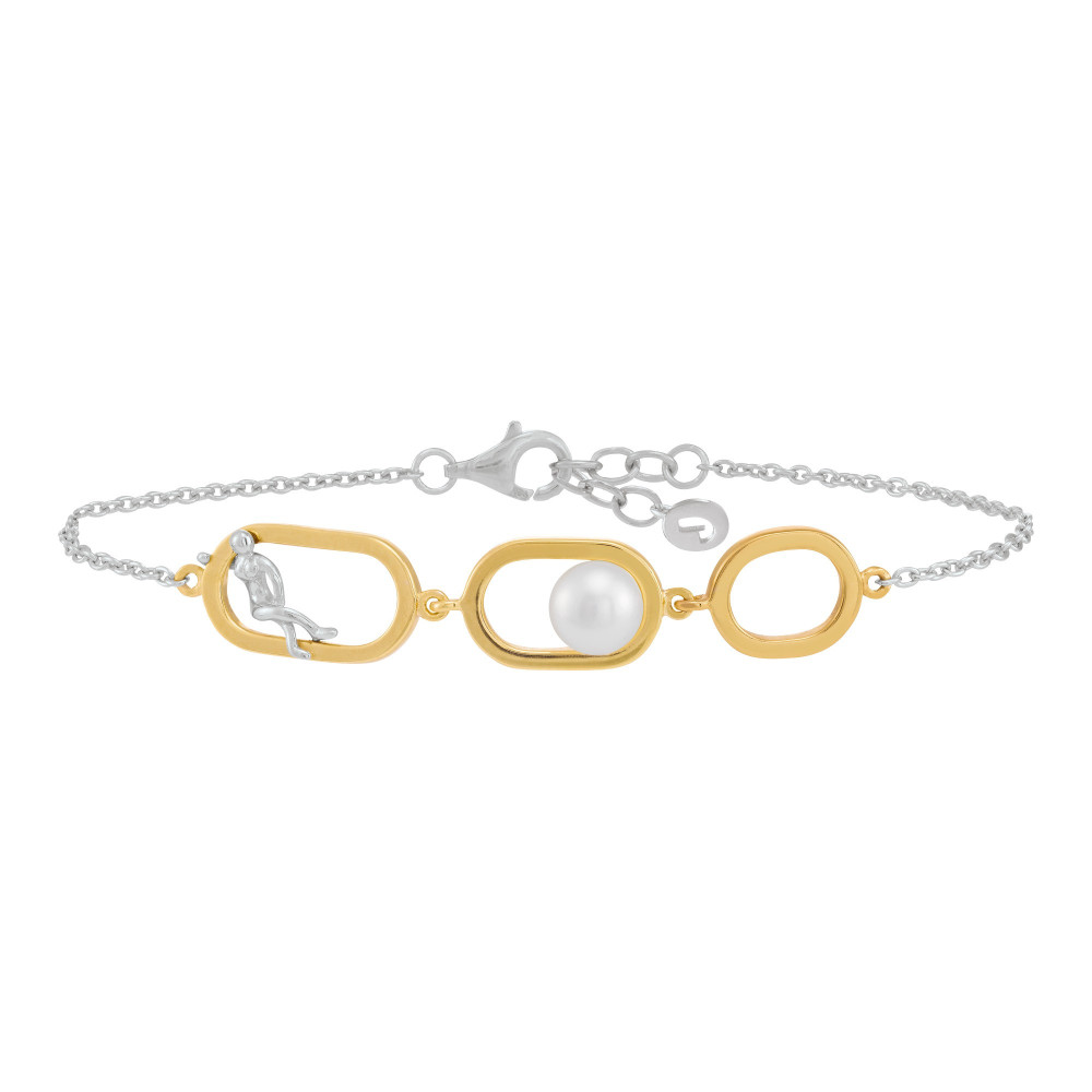 Bracelet Jourdan Bijoux Kesia, argent 925/1000 Bicolore et Perle Blanche AJF170091B