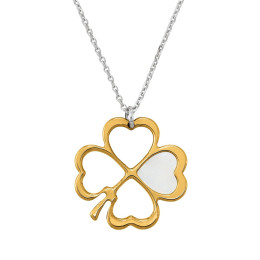 Collier Jourdan Bijoux Inanna, argent 925/1000 Bicolore et Coeur Nacre AJF210007N