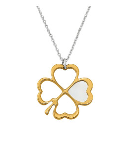 Collier Jourdan Bijoux Inanna, argent 925/1000 Bicolore et Coeur Nacre AJF210007N