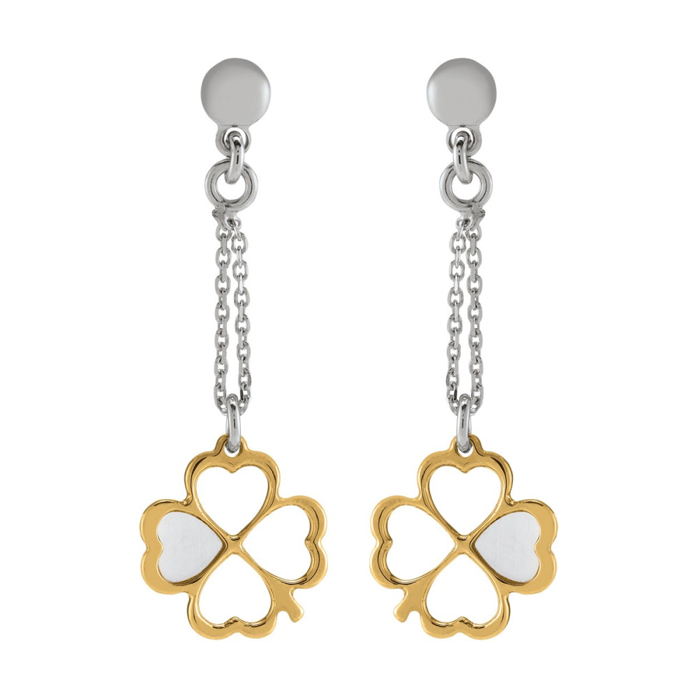 Boucles d'oreilles Jourdan Bijoux Inanna, argent 925/1000 Bicolore et Coeur Nacre AJF210009E