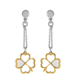 Boucles d'oreilles Jourdan Bijoux Inanna, argent 925/1000 Bicolore et Coeur Nacre AJF210009E