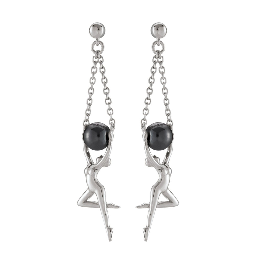 Boucles d'oreilles Jourdan Bijoux Grace, argent 925/1000 et Hématite AMK 032